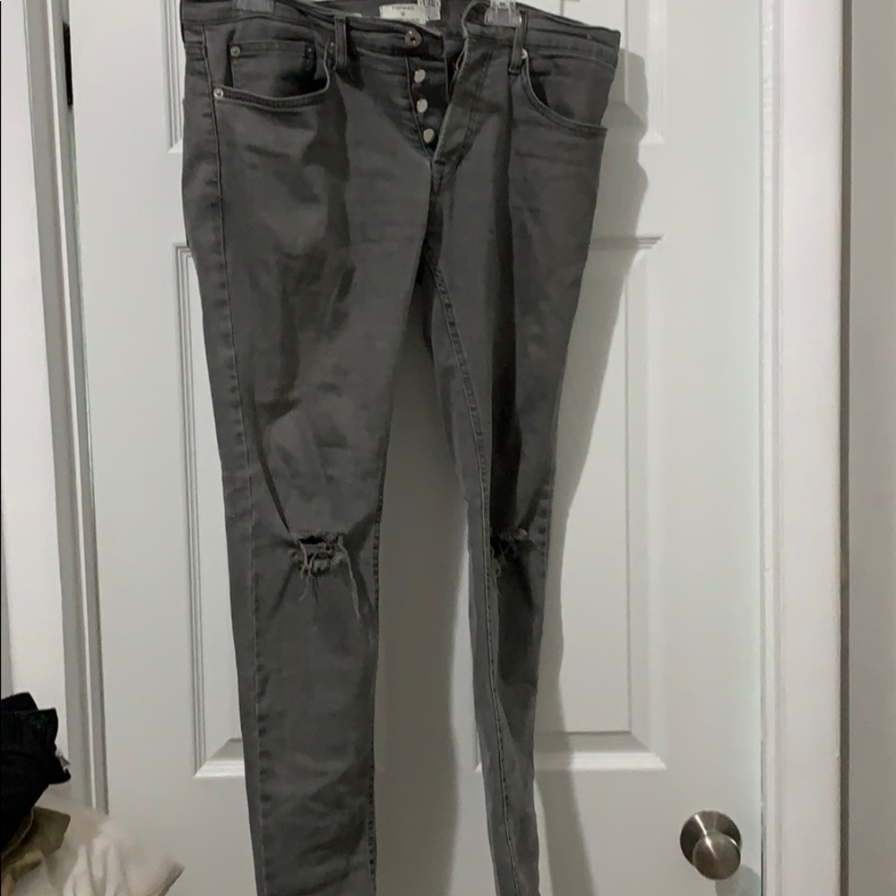Topman Skinny Stretch Ripped Jeans